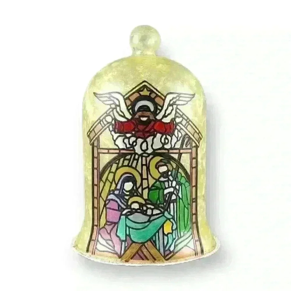 Christmas Nativity "Holy Family" Angel Stained Glass Night Light Lamp Battery